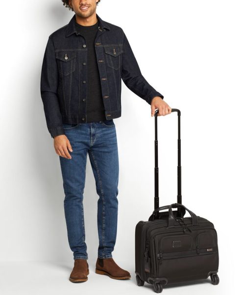 Tumi Alpha 3 Deluxe 4 Wheeled Leather Carry-On best Men's luxury weekend bags